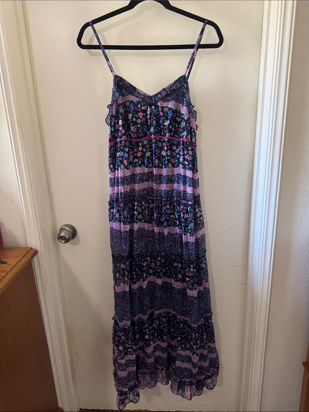 Patrons of Peace Purple and Blue Floral Maxi Dress